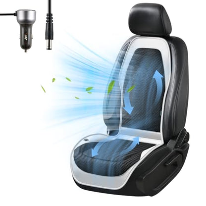 Upgraded Cooling Car Seat Cover Front Seat with Blowing&Suction, 12V-24V Ventilated Car Seat Cushion with 8 Turbo Fans, 3-Speed Adjustable Universal Fit Breathable Car Cushion for Summer Driving-Gray - color: Gray