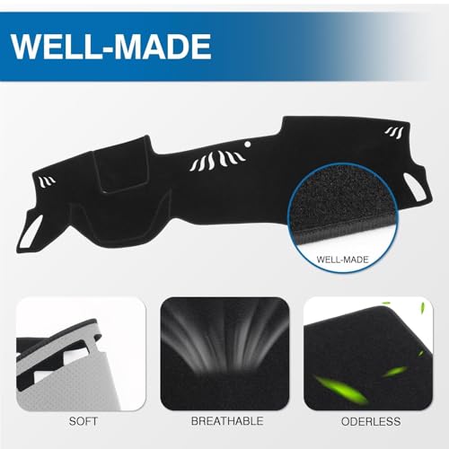 KUST Black Dash Cover for Kia Seltos 2021 2022 2023 (LX, S, S Turbo, EX, SX Turbo) Polyester Dashboard Cover Non-Slip Interior Accessories for Seltos Black (NOT fits for Seltos 2024 2025) - size: Seltos 21-23(black)