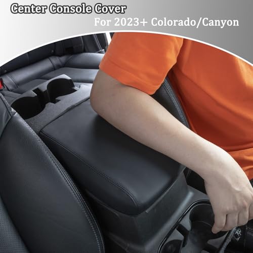 Center Console Cover Compatible with 2023 2024 2025 2026 Chevy Colorado/GMC Canyon Accessories Customized PU Leather Armrest Box Lid Protector Cover