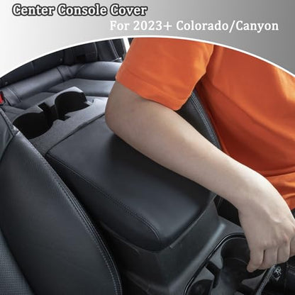 Center Console Cover Compatible with 2023 2024 2025 2026 Chevy Colorado/GMC Canyon Accessories Customized PU Leather Armrest Box Lid Protector Cover