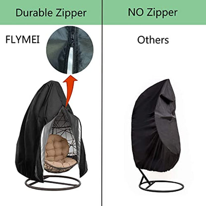 【Upgraded】Patio Egg Chair Covers with Zipper, Wicker Egg Swing Chair Covers, Waterproof Heavy Duty Weather Resisatnt Outdoor Chair Cover, Windproof Hanging Chair Cover, 75" x 45", Black, 2 Pack - color: Black, size: 2 Pack-Single Seat 75'' (L) x 45''(W)