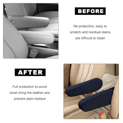 KVAEY 2 PCS Car Front Seat Armrest Covers, Elastic Fabric Stretch Car Seat Armrest Protectors, Soft Front Seat Armrest Cover Replacement, Universal Vehicle Accessories for Cars (Dark Blue) - color: Dark Blue