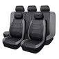 Flying Banner car seat Covers Protects Water Proof Faux Leather Carbon Fiber Front and Rear Bench (Gray Black, Full Set - 9PCS) - color: Gray Black, size: Full Set -- 9PCS