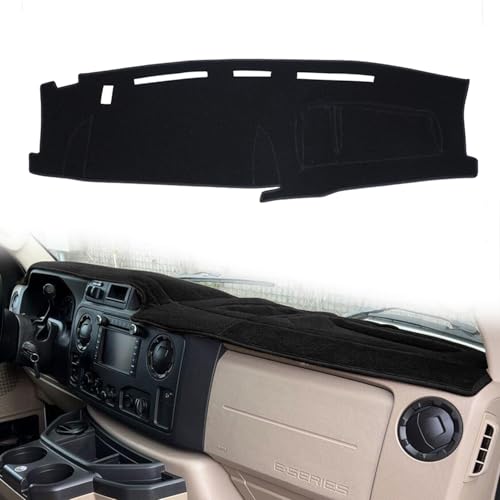 Dashboard Cover Custom Fit for Ford Econoline E150 E250 E350 E450 Super Duty Wagon Cargo Van 2009-2015,Dash Cover Mat Pad Carpet Protector (Black) - color: 2009-2015 Black