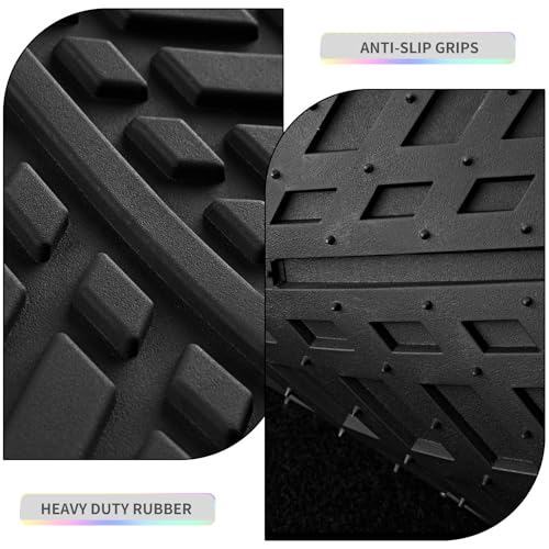 PIC AUTO Car Floor Mats, Black Aluminum-Molded with Full-Circle Iridescent Inlay Strip Car Mats, Universal-Fit Rubber Mats for Cars, Trucks & SUVs, All-Weather, Non-Slip, Easy-to-Clean Interior Mats - color: Black
