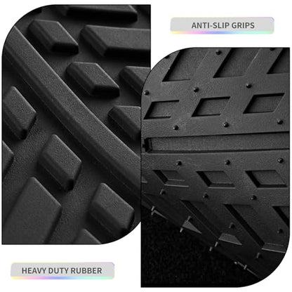 PIC AUTO Car Floor Mats, Black Aluminum-Molded with Full-Circle Iridescent Inlay Strip Car Mats, Universal-Fit Rubber Mats for Cars, Trucks & SUVs, All-Weather, Non-Slip, Easy-to-Clean Interior Mats - color: Black
