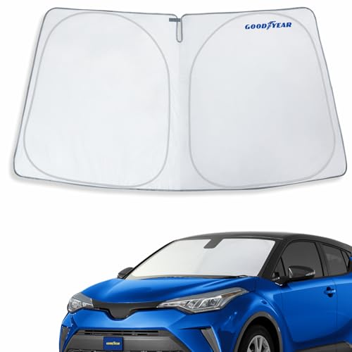 Goodyear Foldable Windshield Sunshade for Toyota C-HR 2018-2022, Car Accessories, Sunshade Cover, Sun Shade Car Windshield, Window Sun Blocker - GY008267 - color: For Toyota C-HR 18-22