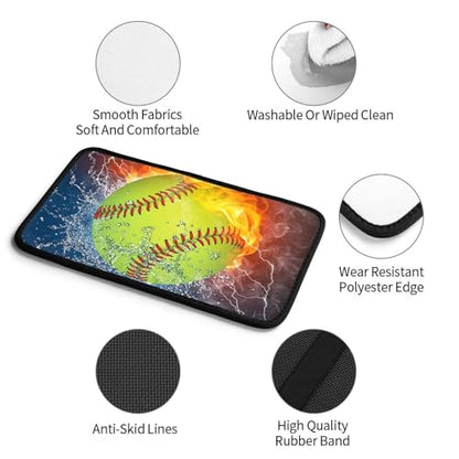 Fire Softball Auto Center Console Armrest Cover Pad, Universal Fit Waterproof Comfort Car Armrest Cushion for Most Vehicle SUV Truck - color: Fire Softball