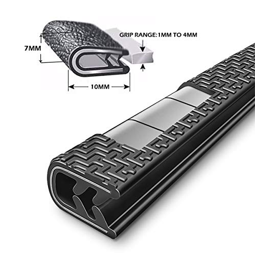 33Ft(10M) Long Car Door Edge Guards, U Shape Edge Trim Rubber Seal Protector Car Door Protection Anti-Collision Rubber Clips Easy to Cut No Need Adhesive Fit for Most Vehicles| Black