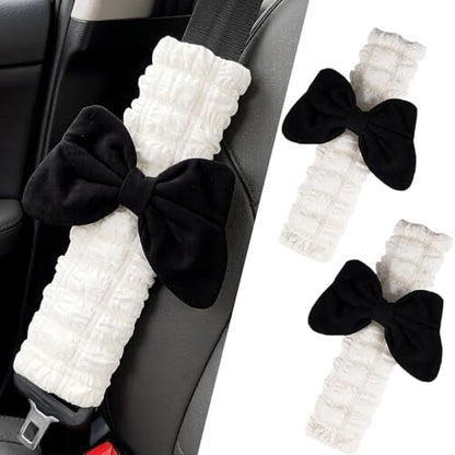 JDDRY 2PC Car Seat Belt Covers Pads,Seat Strap Pads,Auto Seat Belt Pad,Fit for Most Vehicles,Car Interior Accessories(Bowknot-Black) - color: Bowknot-Black