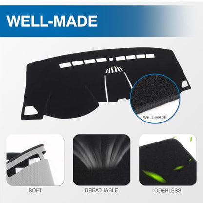 KUST Black Dash Cover Compatible with 2015-2025 2026 Ford Edge Dashboard Cover Accessories for Edge Non-Slip Polyester Dashboard Mat Custom Fit Center Console Sunshield Protector No Glare - size: 59.2''×18.8'' (Ford Edge 15-26)