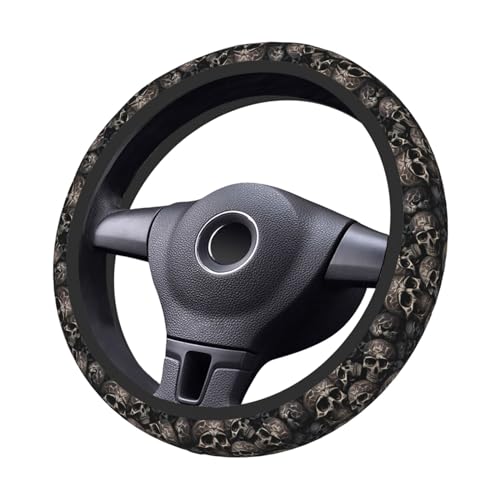 Gothic Black Skull Universal Steering Wheel Covers, Cute Car Accessories for Women Girls Car Truck - color: Gothic Black Skull2