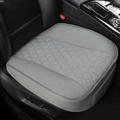 Linen Front Car Seat Cover Protector Anti-Slip Bottom Seat Cover Fits 95% of Vehicles,Wrapping Around The Bottom,Diamond Pattern(Gray-2Pcs)