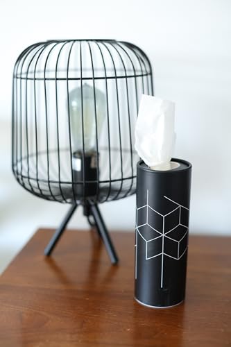 Cylinder Car Facial Tissue Holder, 5 Pack, 50 Tissues Per Cylinder, with Easy Open Lid, 3-Ply Tissues for Your car, Home and Office. Geometric Patterns (Geometric Patterns) - color: Geometric Patterns