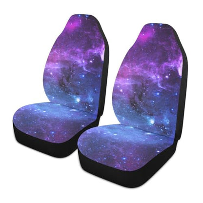 2 PCS Galaxy Car Seat Covers Deep Space Star Field Abstract Universe Blue Purple Galaxy Stars Nebula Design Vehicle Seat Protector Cushion Cover Universal Car Accessories for Truck Sedan - color: Purple Blue