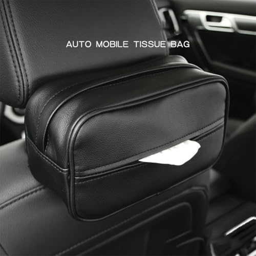 Car Tissue Holder, Travel Napkin Dispenser - PU Leather Fits Most Cars, SUVs, Trucks, and Vans