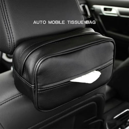 Car Tissue Holder, Travel Napkin Dispenser - PU Leather Fits Most Cars, SUVs, Trucks, and Vans