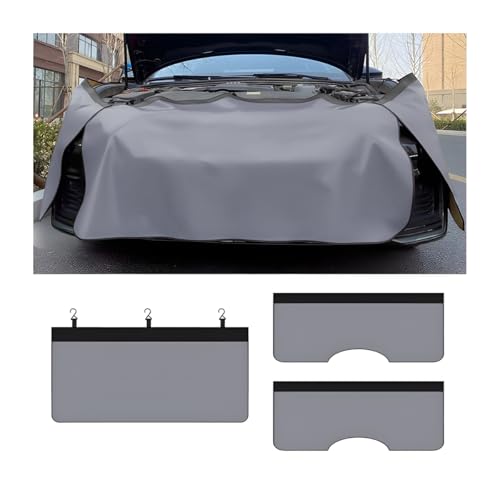3PCS Car Fender Covers, 25.59'' x 53.15'' Leather Mechanic Magnetic Vehicle Fenders Protector with Hooks, Anti Scratch Protective Mat Pad for Repair Automotive Work, Universal Fit (Gray) - color: Gray, size: 1Pc 25.6'' x 53.1''+2Pcs 43.3''x17.7''