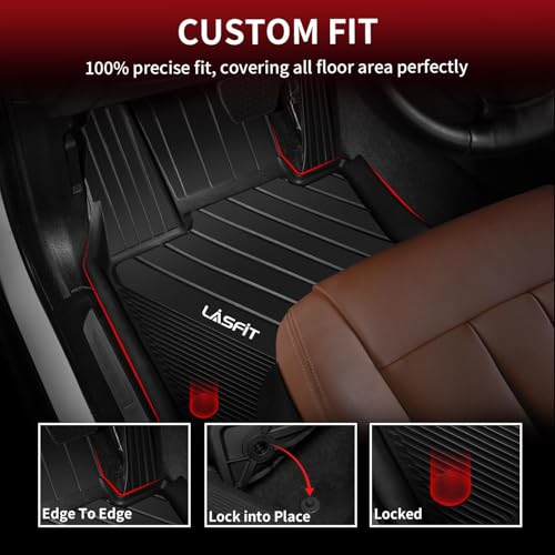 LASFIT Floor Mats for BMW X5 (F15) 2014-2018 / for BMW X6 (F16) 2015-2019, Custom Fit TPE All Weather Floor Liners 1st & 2nd Row Car Mat, Black - size: 3) X5 2014-2018 | X6 2015-2019 | Floor Mats