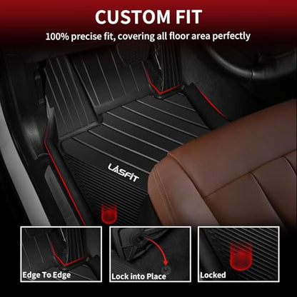 LASFIT Floor Mats for BMW X5 (F15) 2014-2018 / for BMW X6 (F16) 2015-2019, Custom Fit TPE All Weather Floor Liners 1st & 2nd Row Car Mat, Black - size: 3) X5 2014-2018 | X6 2015-2019 | Floor Mats