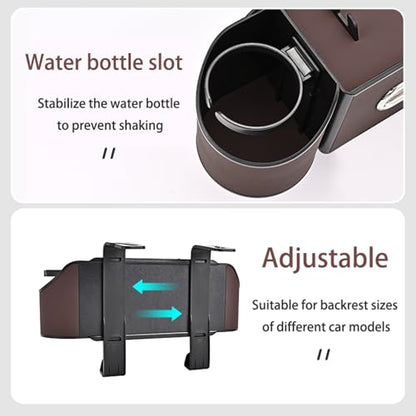 Back Seat Car Organizer,4 in 1 Multifunctional Car Back Seat Storage Box with Drink Cup Holder Tissue Box, for Hold Phone,Snacks, Drinks, Handbag-Black