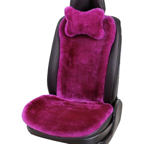 OGLAND Fluffy Fuzzy Sheepskin Car Seat Covers for Universal Soft Cozy Fuzzy Auto Wool Seat Cushion Accessories Automobiles(3 Pack Front, Magenta) - color: Magenta