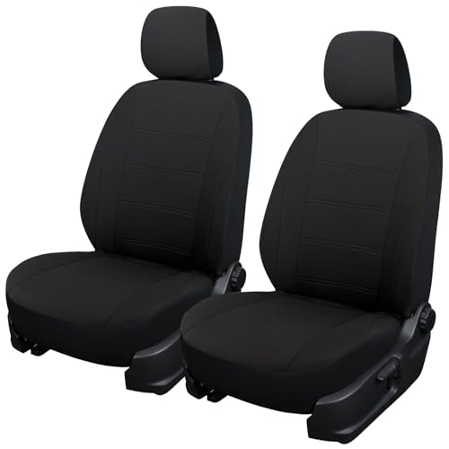 Champlus Car Seat Covers, Durable Breathable Mesh 2 Front Bucket Seat Covers, Universal Fit Automotive Sedan Cars, SUVs, Trucks, Mini Vans, Airbag Compatible, Easy to Install, Black - color: Black/Black