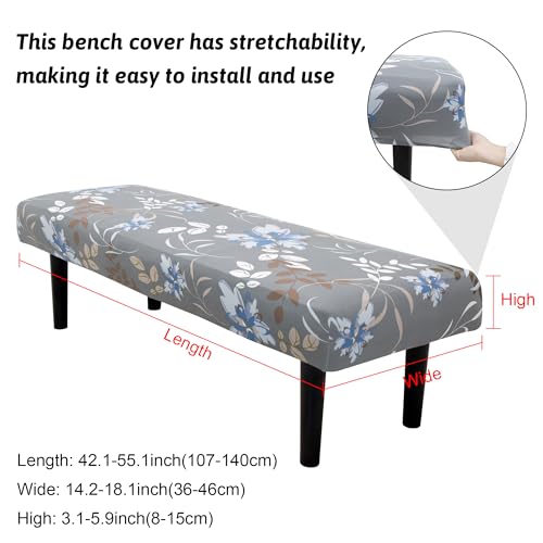 Stretch Bench Covers, Bench Seat Covers, Bench Cushions Covers, Printed Bench Seat Protector, Washable Bench Slipcover, Rectangle Bench Covers for Dining Room, Living Room, Kitchen (Flowers) - color: Flowers