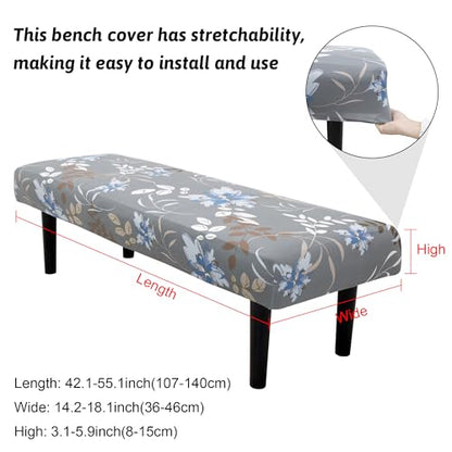 Stretch Bench Covers, Bench Seat Covers, Bench Cushions Covers, Printed Bench Seat Protector, Washable Bench Slipcover, Rectangle Bench Covers for Dining Room, Living Room, Kitchen (Flowers) - color: Flowers