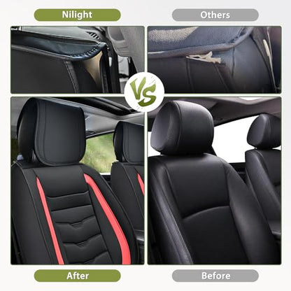 Nilight Car Seat Covers Custom Fit 2008-2024 Toyota Tundra Double CrewMax Cab Waterproof Faux Leather Cushion Full Set with Split Bench 60/40 for SR5 Limited Platinum 1794 Edition - color: Full Sets 5 Seat, style: Toyota Tundra 2008-2024