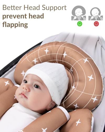 Generic Infant Car Seat Insert Compatible with Mamaroo Swing & Graco Swing and Infant Car Seat, Newborn Insert Baby Head Body Support, Reversible Design, Breathable Fabric, 1Pcs - Brown Wildflower - color: Brown Wildflower