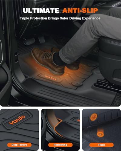 Floor Mats for 2019-2026 Chevrolet Silverado/GMC Sierra 1500 & 2020-2026 2500HD/3500HD Crew Cab (w/Rear Under-seat Storage), All-Weather TPE Custom Fit Floor Liners - size: 1500 2019-2026 & 2500 2020-2026 W/Storage