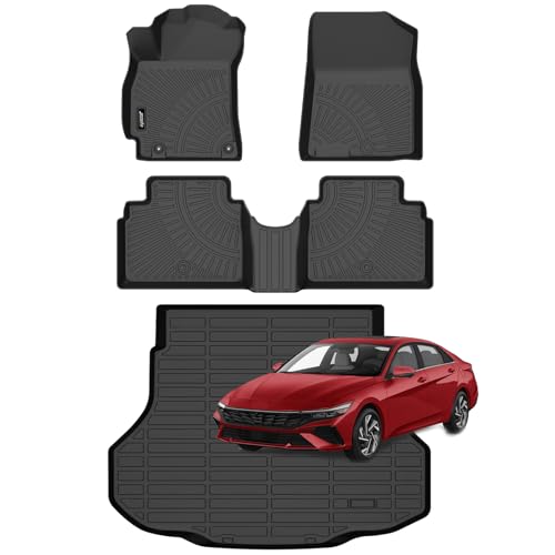 Jenofa-Car Floor Mats for Hyundai Elantra &Elantra N 2021-2026 (Not for Hybrid) All Weather Floor Mat Waterproof Durable Floor Liners Custom Car Mat for Elantra Accessories Black - style: 17|For elantra|2021-2026|Set