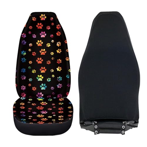 Dreaweet Tie Dye Dog Paw Car Seat Covers 2 Pack Universal Car Seat Cover Soft Stretch Front Seat Covers for Cars SUV Trucks Car Seat Protector Front Seats Only - color: Tie Dye Dog Paw