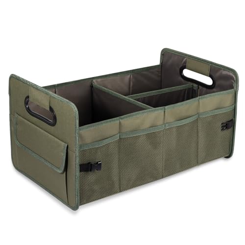 Car Trunk Organizer, Car Organizers and Storage Collapsible Multi Compartment Container Box, Adjustable Car Accessories for SUV Sedan Truck, Standard Size, Green - color: Green, size: Standard