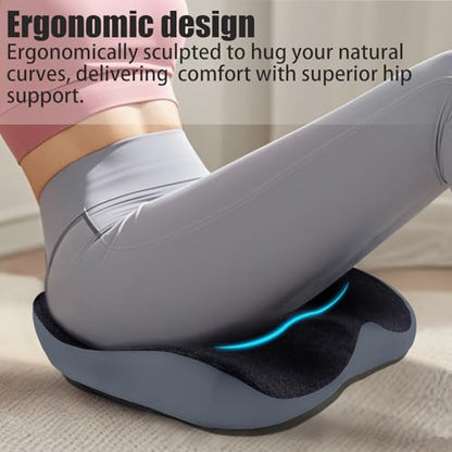 Pressure Relief Seat Cushion for Long Sitting Hours on Office/Home Chair, Car, Wheelchair - Extra-Dense Memory Foam for Hip, Tailbone, Coccyx, Sciatica-Black (Dark Edge) - color: Black (Dark Edge)