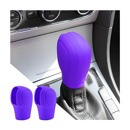 AICEL 2 Pcs Car Gear Shift Knob Cover, Elastic Silicone Car Automatic Shift Protector Cover, Universal Anti-Slip Auto Knob Gear Stick Protector for Men Women, Vehicle Accessories - color: Purple
