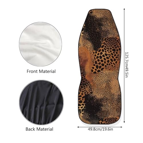 Universal 2 Pieces Car Seat Covers Brown Animals Print Automotive Seats Protector Fit for Most Cars SUV Sedans Hatchbacks - color: Brown Animals