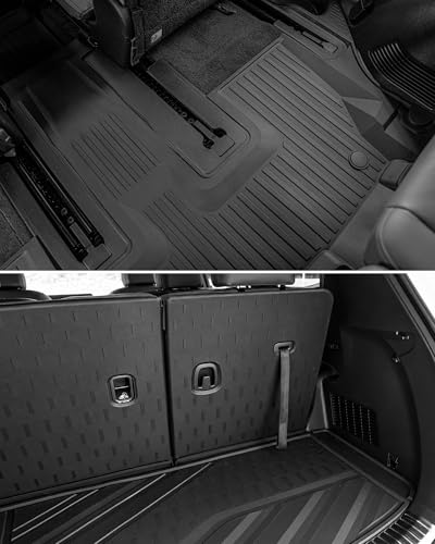 3W Floor Mats & Cargo Liner with Backrest Mats for 2020-2025 Kia Telluride 7&8 Seats, TPE All Weather Custom Fit Floor Liners with Full Set Kia Telluride Floor Mats & Trunk Mats Accessories, Black - size: 1.For Kia Telluride | 20-25 | Combo Set