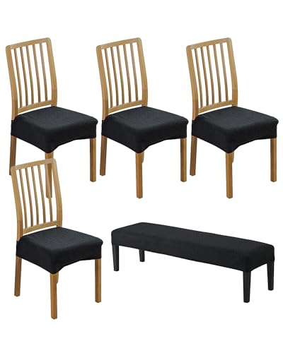 CRFATOP Jacquard Dining Room Chairs Seat Covers Set of 4 with Soft Bench Chair Cover Stretch Kitchen Chair Slipcover Washable Seat Cushion Slipcover Protector for Hotel Ceremony Banquet Wedding,B18 - color: Jacquard B18