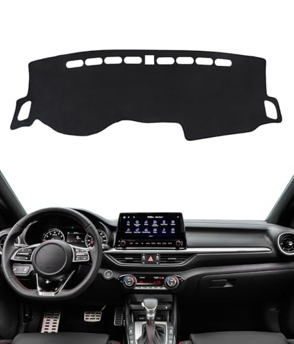 BIBLOZ Dash Cover for Kia Forte 2019-2024, FE, LX, LXS, EX, GT, GT-Line Accessories Black Flannel Dashboard Cover Mat Car Dashboard UV Sun - size: 2019-2024 Forte