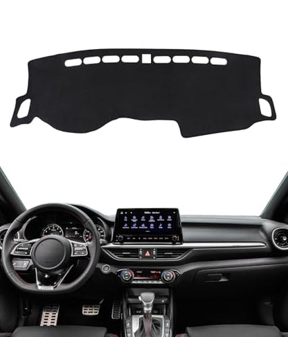 BIBLOZ Dash Cover for Kia Forte 2019-2024, FE, LX, LXS, EX, GT, GT-Line Accessories Black Flannel Dashboard Cover Mat Car Dashboard UV Sun - size: 2019-2024 Forte