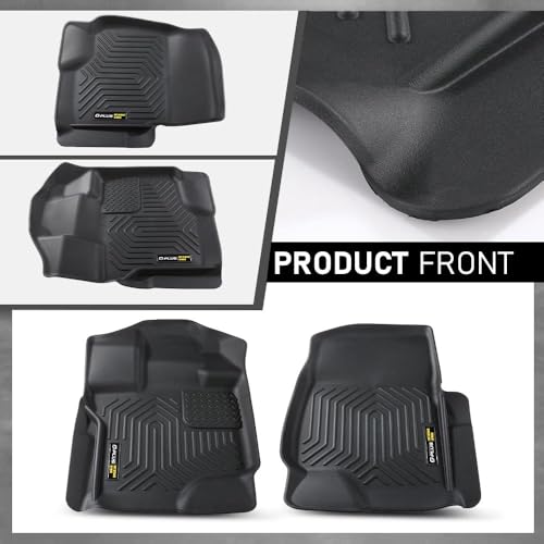 G-PLUS Cargo Liner Compatible with Ford F150 Super Crew 2015-2025(Fit 22-24 Lightning Models) All Weather Full Cover Protection Front Row TPE Floor Liners Accessories 2PCS - size: Fit Ford F150 2015-2025 | Super Crew | 2PCS