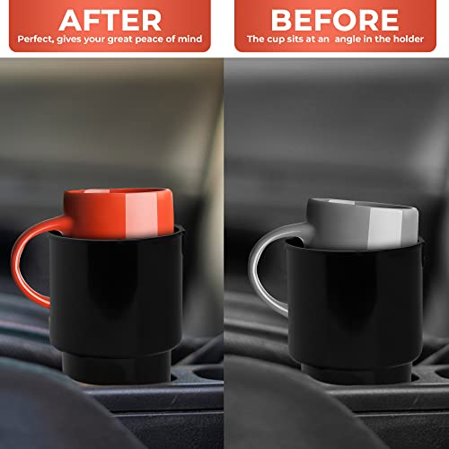 Car Cup Holder Expander - Fits Hydro Flasks 32/40 oz, Nalgene, Yeti & Large Bottles up to 3.8 inches Wide - for Car up to 3.2 Inches Wide - Black