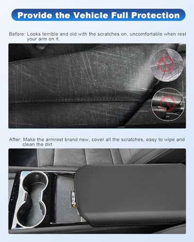 CDEFG for 2024 2025 2026 Chevy Blazer EV Center Console Cover for 2024 2025 2026 Chevrolet Blazer EV LT/RS Accessories Armrest Cover Blazer EV Middle Console Pad Arm Rest Cushion (Black Leather) - color: Black Leather