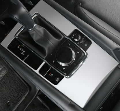 Car Accessories Fit for 2019 2020 2021 2022 2023 2024 2025 Mazda 3 Axela Interior Gear Shift Knob Console Media Panel Cover Trim (Matte Silver) Stainless Steel 1 PC - color: Matte Silver
