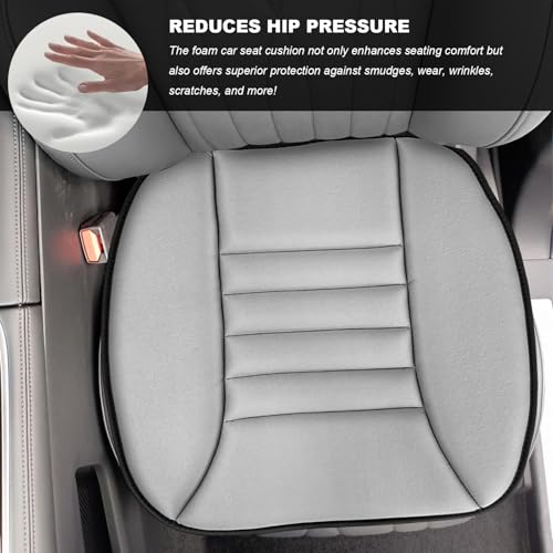 Car Seat Cushion, Breathable Driver Seat Protector with 1.2" Thick Comfortable Memory Foam, Universal Non-Slip Chair Pillow Pressure Relief Cushion Pad for Car Home Office (Gray) - color: Gray