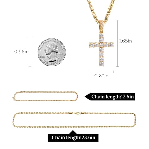 Cavalcade Rhinestone Cross Pendant for Car Rear View Mirror Decor Auto Faith Amulet Sparkly Religious Christian Medal Ornament (Gold) - color: Gold