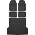 BDK Cat® CAMT-9014 (4-Piece) Large Deep Dish Rubber Car Floor Mats with Trunk Cargo Liner, Universal Trim to Fit Front & Rear Combo Set for Car Sedan SUV Van, Heavy Duty All Weather - color: Black
