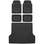 BDK Cat® CAMT-9014 (4-Piece) Large Deep Dish Rubber Car Floor Mats with Trunk Cargo Liner, Universal Trim to Fit Front & Rear Combo Set for Car Sedan SUV Van, Heavy Duty All Weather - color: Black